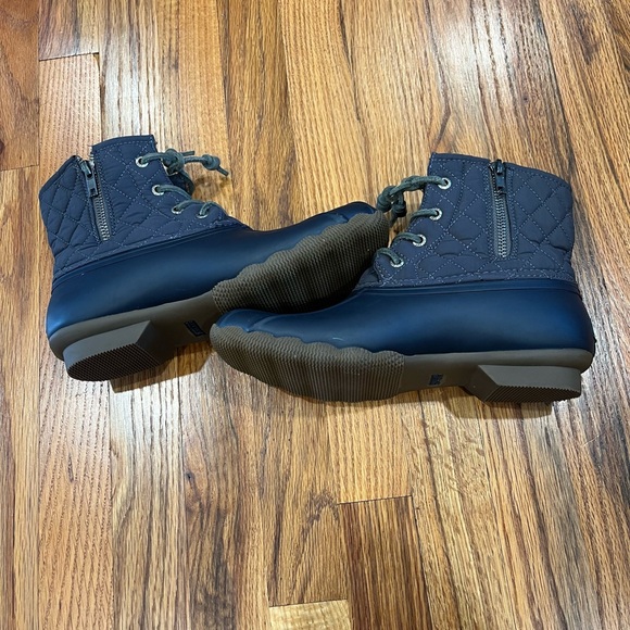 Women's Sperry Top Side boots, rubber material,Black Grey Duck Boots 8 1/2 - Picture 1 of 7